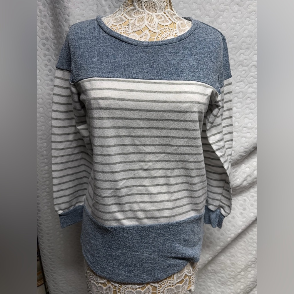 Blue and White Striped shirt size medium